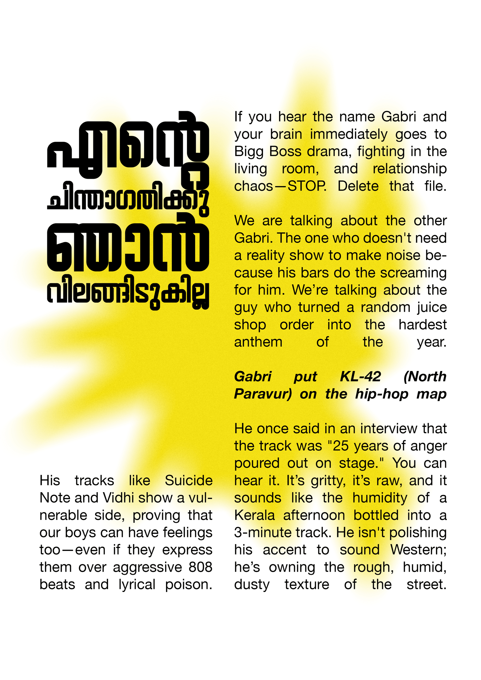 Opening feature on the rapper Gabri