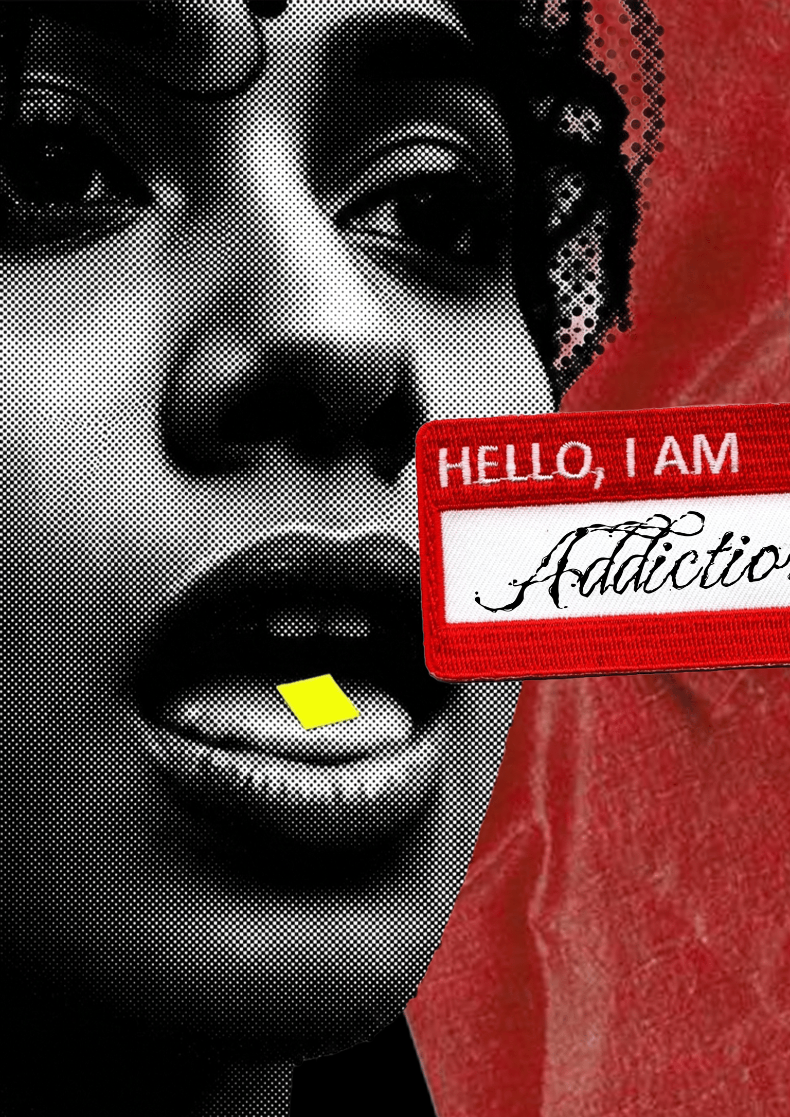 Hello, I Am Addiction — halftone portrait