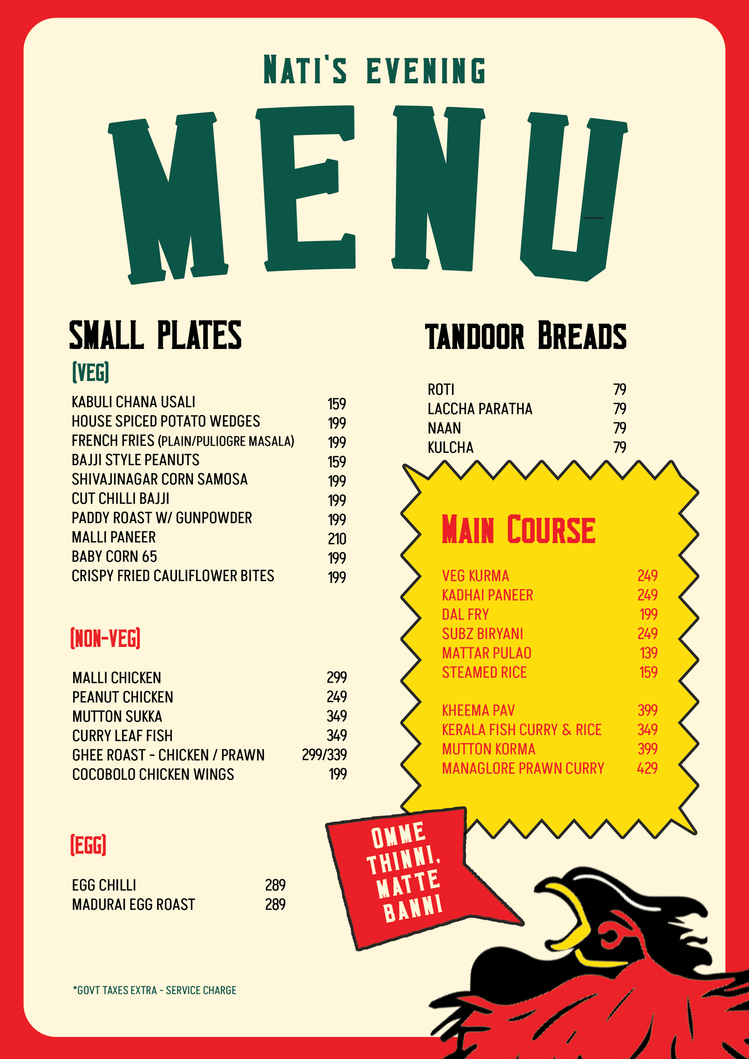 Menu and collateral design